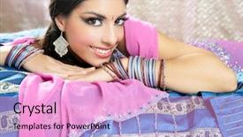  Presentation with indian fashion traditional - Presentation theme consisting of bollywood - beautiful indian brunette young woman background and a lavender colored foreground