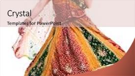  Presentation with movement - Presentation design consisting of bollywood dancer in traditional beautiful orange dress in movement background and a lemonade colored foreground