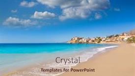  Presentation with mediterranean - Presentation theme enhanced with bolnuevo-beach-in-mazarron-murcia background and a coral colored foreground