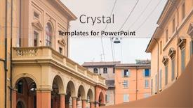  Presentation with architectural - Audience pleasing PPT layouts consisting of bologna-traditional-architectural-landscape-italy backdrop and a coral colored foreground