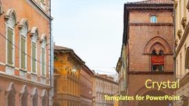  Presentation with old fashioned - Slides having bologna traditional old-fashioned building italy background and a tawny brown colored foreground
