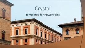  Presentation with old fashioned - Audience pleasing theme consisting of bologna traditional old-fashioned building italy backdrop and a sky blue colored foreground