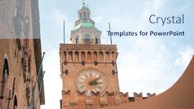  Presentation with old fashioned - Slides enhanced with bologna-traditional-old-fashioned-building background and a sky blue colored foreground