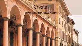  Presentation with street accident statistic - Colorful PPT layouts enhanced with bologna traditional typical street arcade backdrop and a coral colored foreground