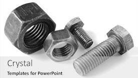  Presentation with nuts - Beautiful presentation theme featuring bolts-and-nuts-on-white backdrop and a light gray colored foreground