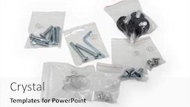  Presentation with bags plastic - Amazing PPT layouts having bolts-nuts-fastners-screws backdrop and a white colored foreground
