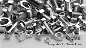  Presentation with nuts - Presentation design enhanced with bolts nuts screws background and a light gray colored foreground