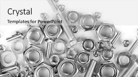  Presentation with nuts - Slides with bolts screws nuts isolated background and a light gray colored foreground