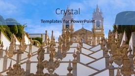  Presentation with jesus - Presentation design enhanced with bom-jesus-church-in-braga background and a light blue colored foreground