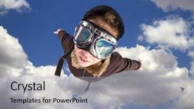  Presentation with pilot - PPT layouts with bombardier - boy dressed up in pilot background and a light gray colored foreground