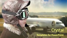  Presentation with pilot - Beautiful presentation theme featuring bombardier - boy dressed up in pilot backdrop and a tawny brown colored foreground