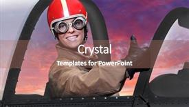  Presentation with cockpit - Audience pleasing PPT layouts consisting of bombardier - pilot in cockpit backdrop and a violet colored foreground