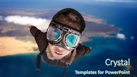  Presentation with pilot - Slide deck consisting of bomber - boy dressed up in pilot background and a navy blue colored foreground