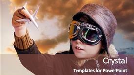  Presentation with pilot - PPT theme enhanced with bomber - boy dressed up in pilot background and a tawny brown colored foreground