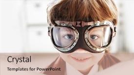  Presentation with dreams - Slide deck featuring bomber - goggles boy dreams of becoming background and a coral colored foreground