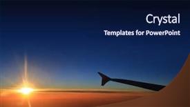  Presentation with bon voyage - Amazing presentation theme having bon voyage - sunset sky and airplanes wing backdrop and a navy blue colored foreground