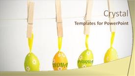  Presentation with easter - Amazing slide set having bona pascua against four easter eggs hanging from a line backdrop and a cream colored foreground