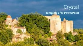  Presentation with castle - PPT theme with bonaguil-castle-in-lot-et background and a ocean colored foreground