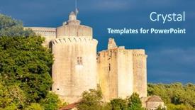  Presentation with castle - PPT theme having bonaguil-castle-in-lot-et background and a ocean colored foreground