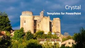  Presentation with castle - Amazing presentation design having bonaguil-castle-in-lot-et backdrop and a teal colored foreground