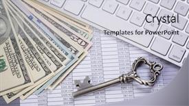  Presentation with open doors keys - Audience pleasing slide set consisting of bonanza - money opens many doors backdrop and a light gray colored foreground
