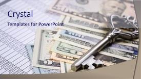  Presentation with money - PPT theme featuring bonanza - money opens many doors background and a sky blue colored foreground
