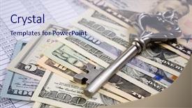  Presentation with open doors keys - Slide set with bonanza - money opens many doors background and a sky blue colored foreground