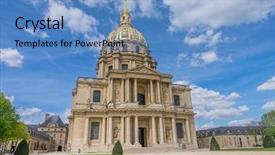  Presentation with paris france - Theme consisting of bonaparte - dome of les invalides cathedral background and a teal colored foreground