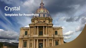  Presentation with paris france - Presentation having bonaparte - les invalides in paris france background and a ocean colored foreground