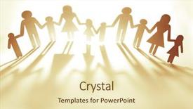  Presentation with family holding hands - Audience pleasing PPT theme consisting of bond - family paper chain cutout holding backdrop and a soft green colored foreground