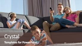  Presentation with young children playing - Presentation consisting of bond - happy young family playing together background and a tawny brown colored foreground