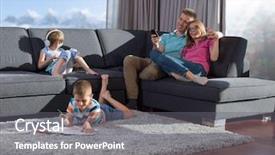  Presentation with young children playing - Beautiful presentation theme featuring bond - happy young family playing together backdrop and a gray colored foreground