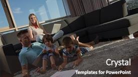  Presentation with young children playing - Colorful slides enhanced with bond - happy young family playing together backdrop and a dark gray colored foreground