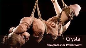  Presentation with rope - PPT theme featuring bondage - young beautiful woman tied up background and a wine colored foreground