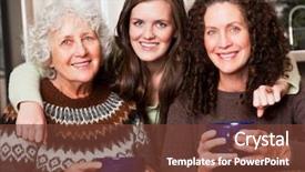  Presentation with generation - Slide deck featuring bonding mother - multi generation portrait background and a tawny brown colored foreground