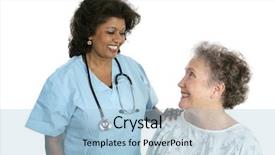  Presentation with diversity - Beautiful slide set featuring bonding with her elderly patient backdrop and a light blue colored foreground