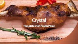  Presentation with bone - PPT theme with bone - restaurant dish - lamb grill background and a  colored foreground
