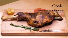  Presentation with bone - Colorful slide set enhanced with bone - restaurant dish - lamb grill backdrop and a  colored foreground
