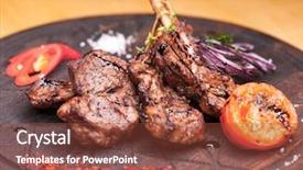  Presentation with bone - Slides enhanced with bone - restaurant dish - lamb grill background and a tawny brown colored foreground