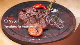  Presentation with bone - PPT layouts featuring bone - restaurant dish - lamb grill background and a tawny brown colored foreground