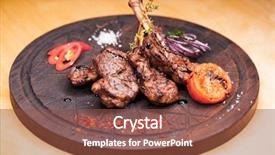  Presentation with piece of the pie - Cool new slides with bone - restaurant dish - lamb grill backdrop and a tawny brown colored foreground