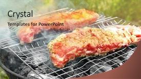  Presentation with spare parts management - Slides with bone ash - appetizing juicy spare ribs grilled background and a  colored foreground