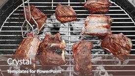  Presentation with ribs - PPT theme featuring bone ash - cooking of appetizing juicy spare background and a  colored foreground