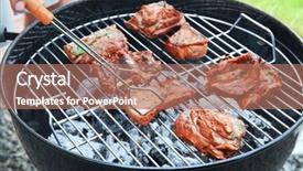  Presentation with ribs - Presentation design consisting of bone ash - cooking of appetizing juicy spare background and a coral colored foreground
