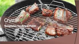  Presentation with ribs - Slide deck consisting of bone ash - cooking of appetizing juicy spare background and a violet colored foreground