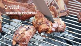  Presentation with ribs - PPT theme enhanced with bone ash - cooking of appetizing juicy spare background and a coral colored foreground