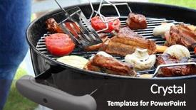  Presentation with ribs - Presentation design consisting of bone ash - cooking of appetizing juicy spare background and a dark gray colored foreground