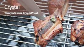  Presentation with ribs - Audience pleasing PPT theme consisting of bone ash - cooking of appetizing juicy spare backdrop and a violet colored foreground