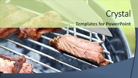  Presentation with ribs - Cool new slide deck with bone ash - cooking of appetizing juicy spare backdrop and a soft green colored foreground