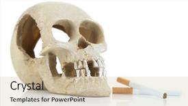  Presentation with skull - Beautiful theme featuring bone ash - skull with cigarette isolated backdrop and a soft green colored foreground